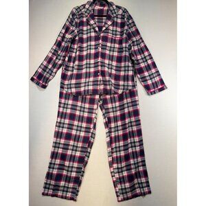 Simple Pleasures Flannel Pajama Set XL Pink & Navy Plaid